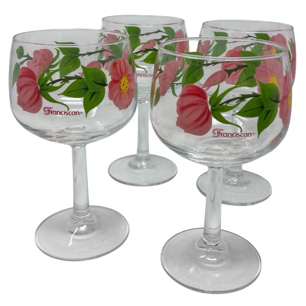 Franciscan Desert Rose Wine Goblets 12 Oz France Set of 4